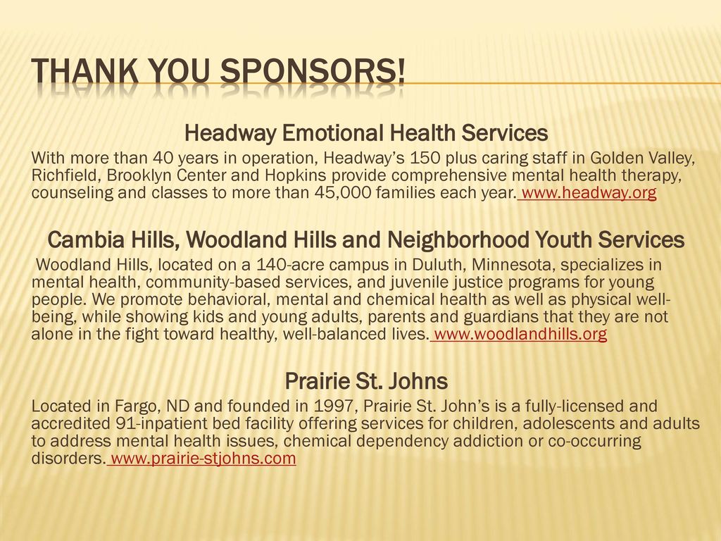 Thank You Sponsors Headway Emotional Health Services - Ppt Download
