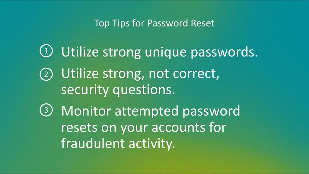 Top Tips for Password Reset