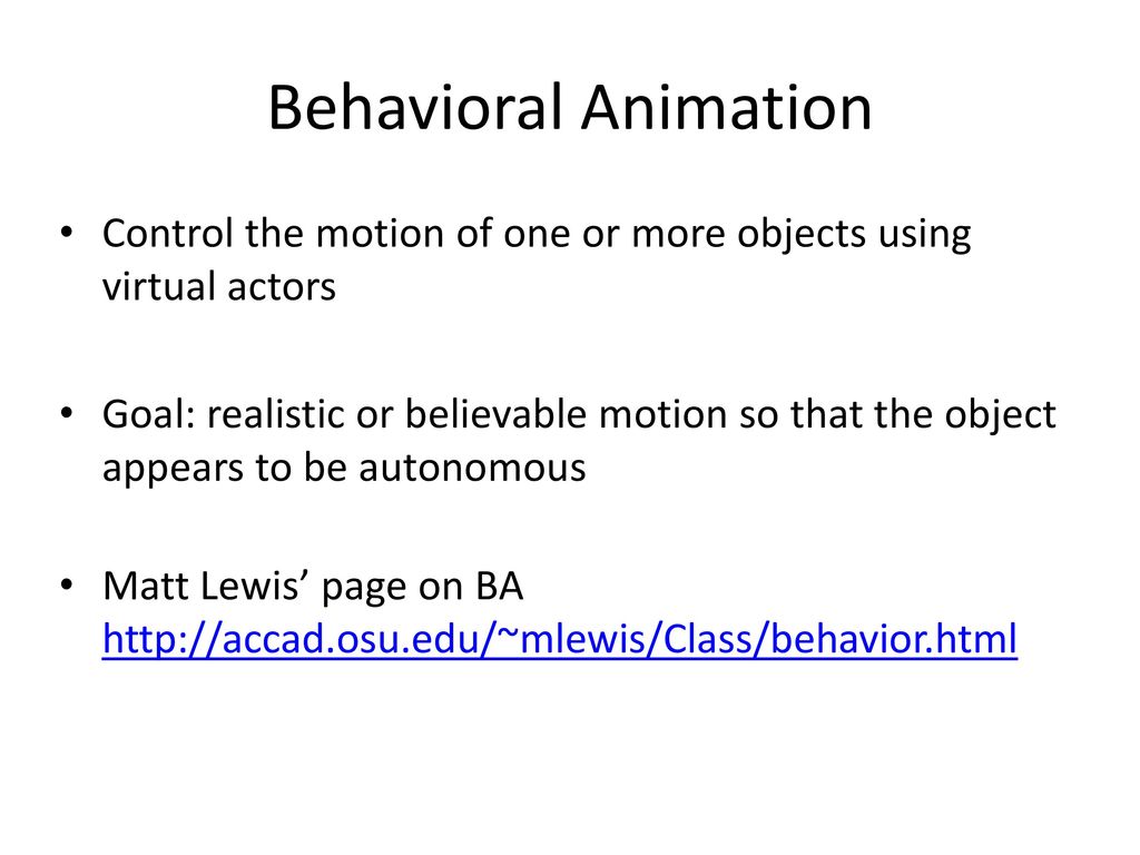 Behavioral animation CSE 3541 Matt Boggus. - ppt download