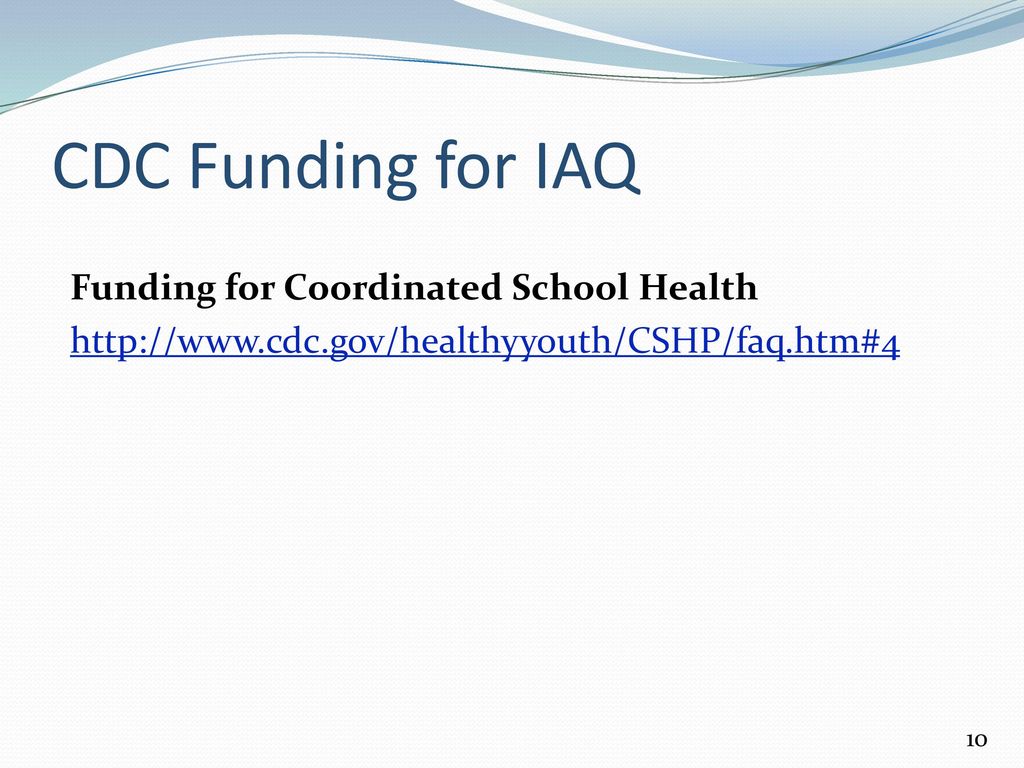 CDC Funding for IAQ Funding for Coordinated School Health