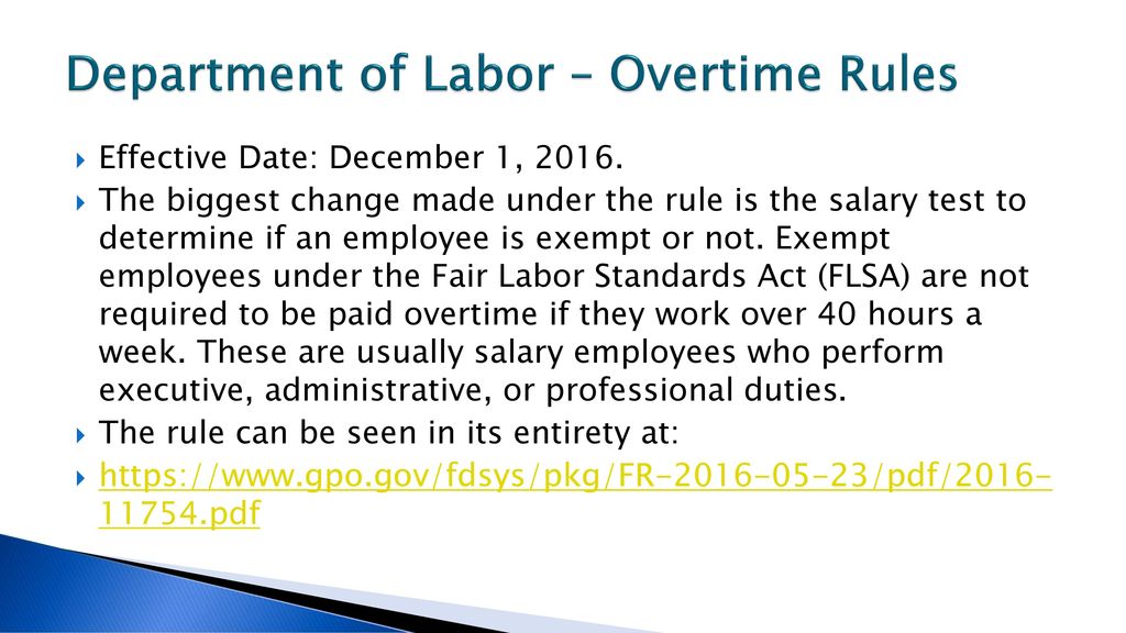 New Federal Fair Labor Standards Act Regulations ppt download