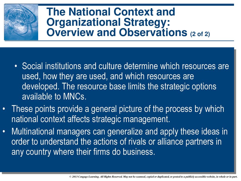 The National Context and Organizational Strategy: Overview and Observations (2 of 2)