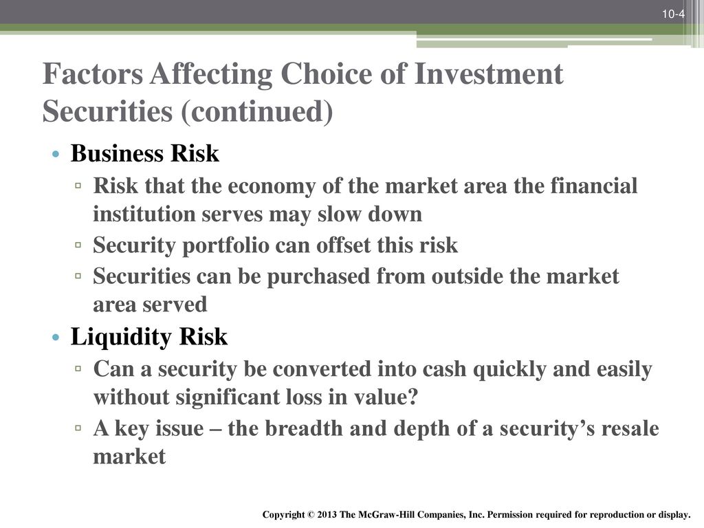 Factors Affecting Choice Of Investment Securities (continued) - Ppt 