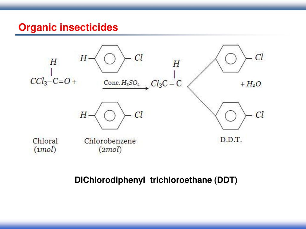 Organic insecticides DiChlorodiphenyl trichloroethane (DDT)