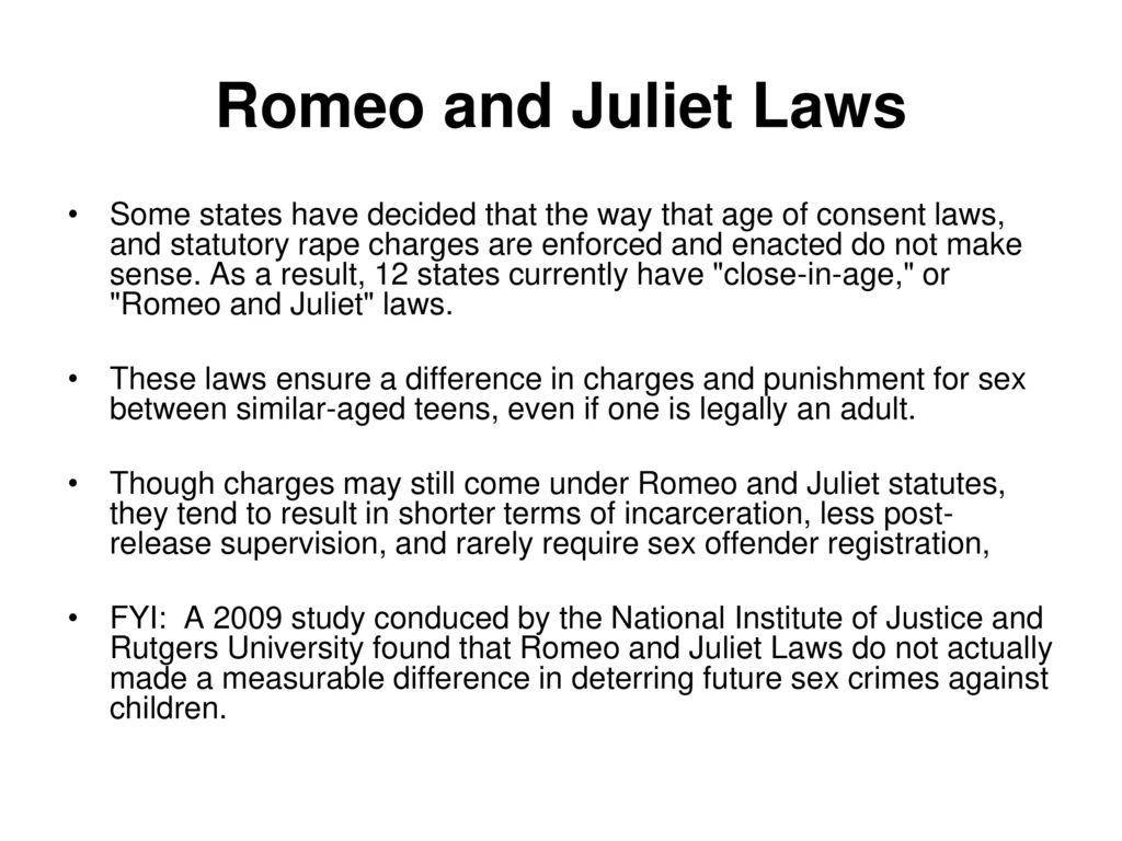 Does north dakota have a romeo and juliet law?
