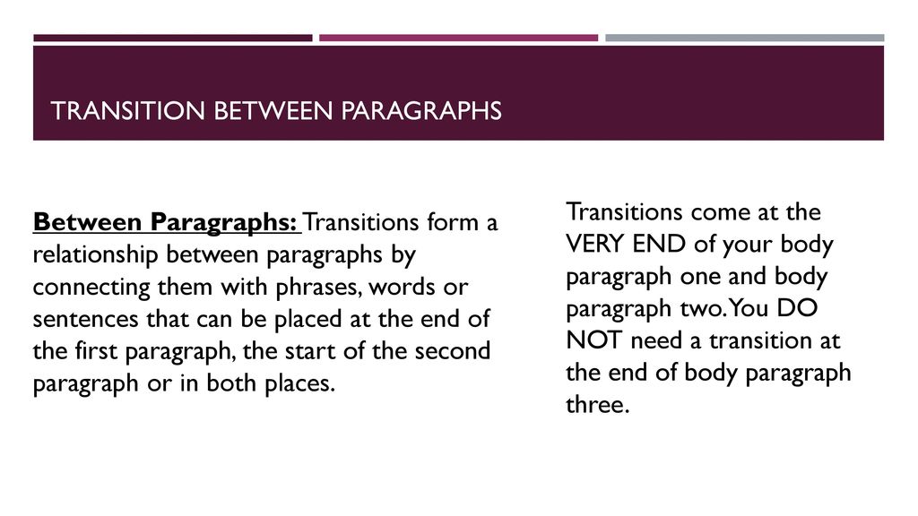 How To Make A Transition Sentence At End Of Paragraph How To Make A Transition Sentence At End Of Paragraph
