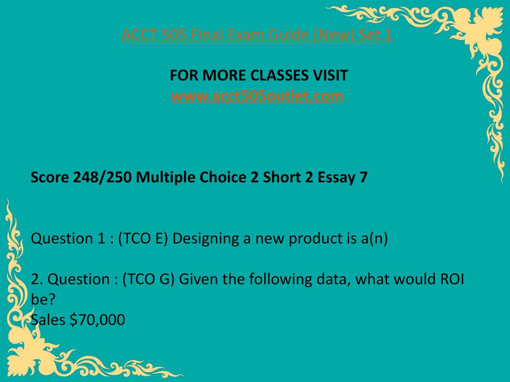 ACCT 505 Final Exam Guide (New) Set 1