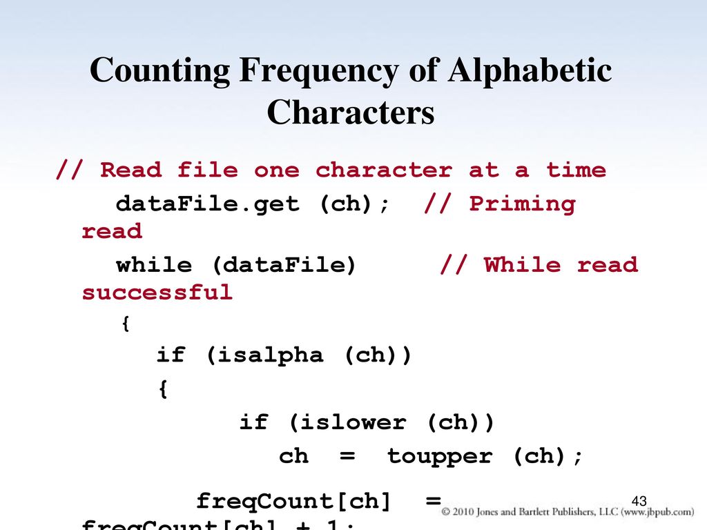 Counting Frequency of Alphabetic Characters