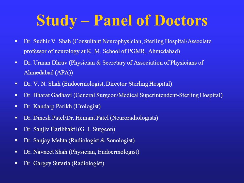 Study – Panel of Doctors
