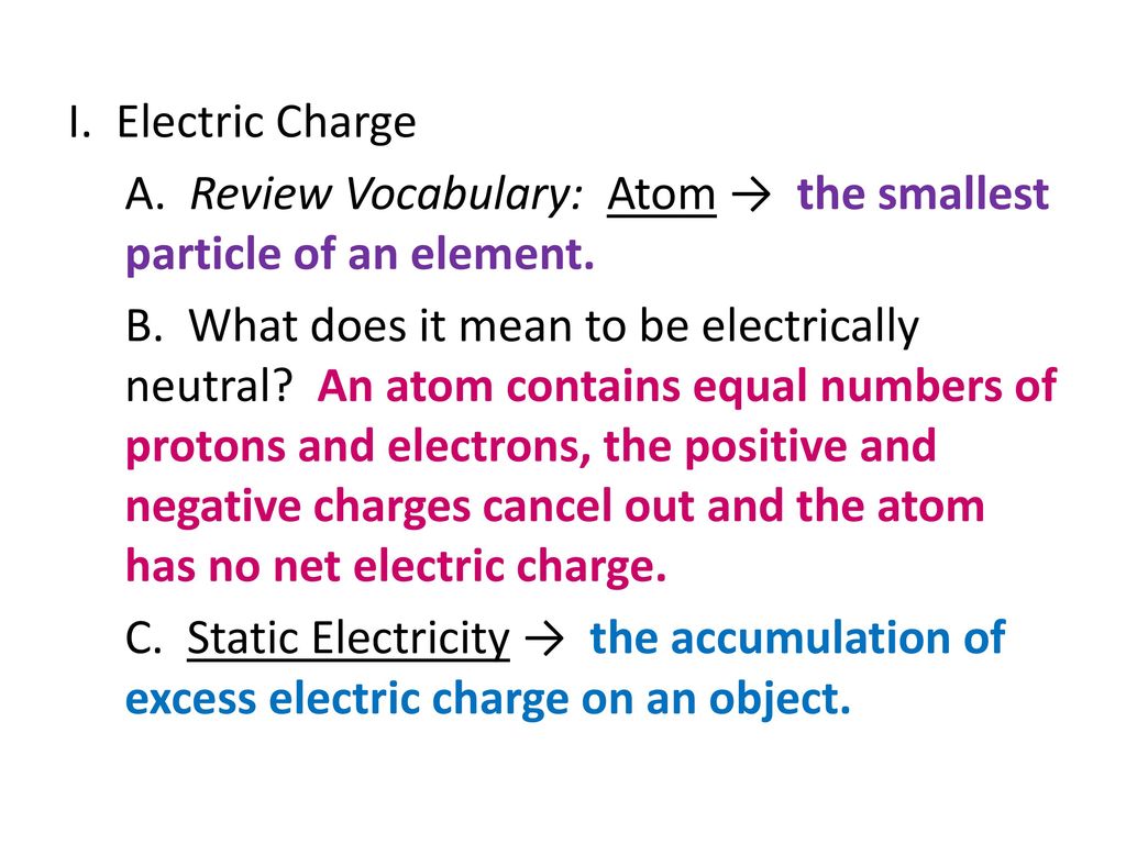 Vocabulary Ch 13 Static Electricity Law Of Conservation Of Charges Ppt Download