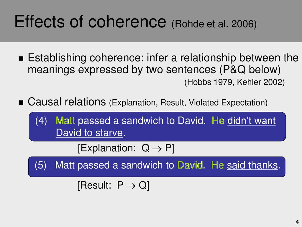 Effects of coherence (Rohde et al. 2006)