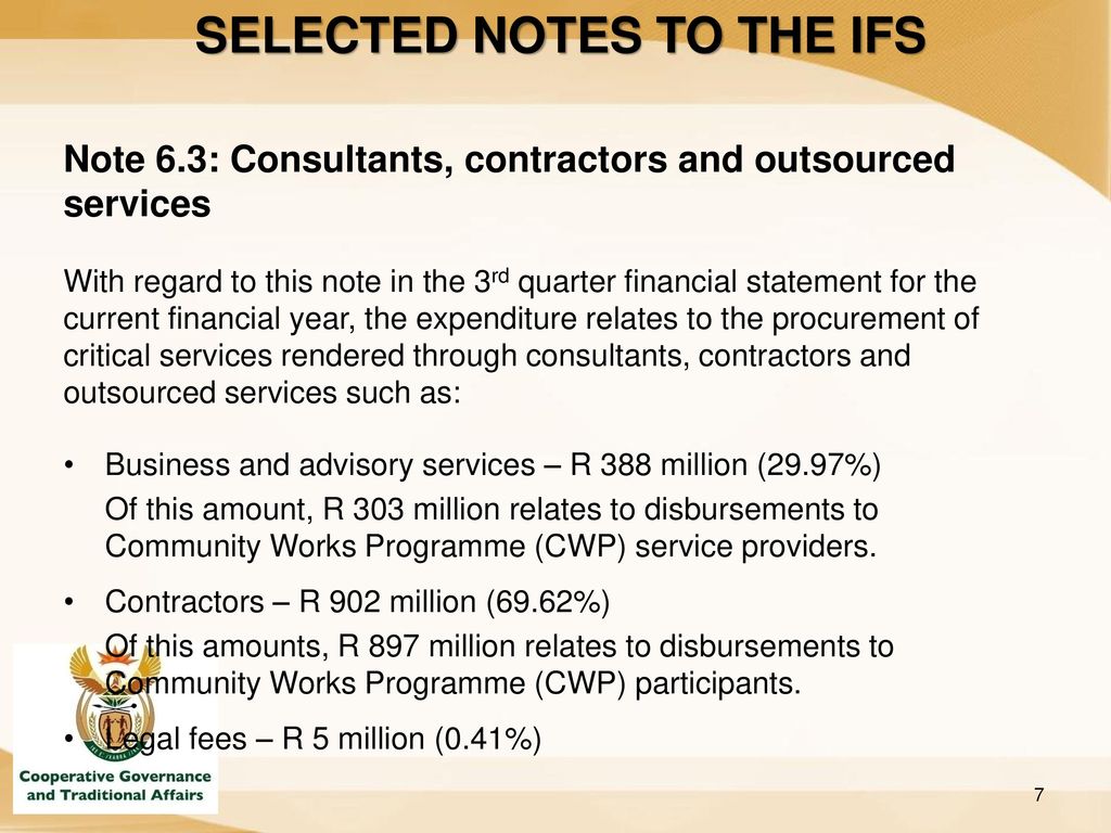 SELECTED NOTES TO THE IFS