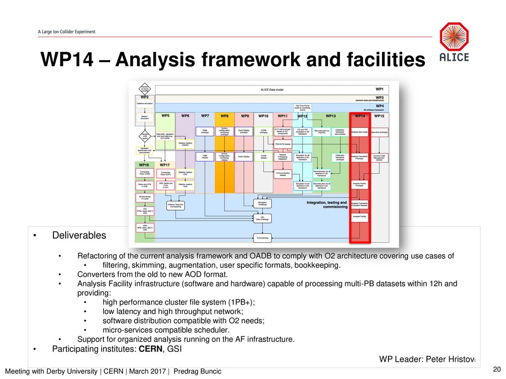 WP14 – Analysis framework and facilities