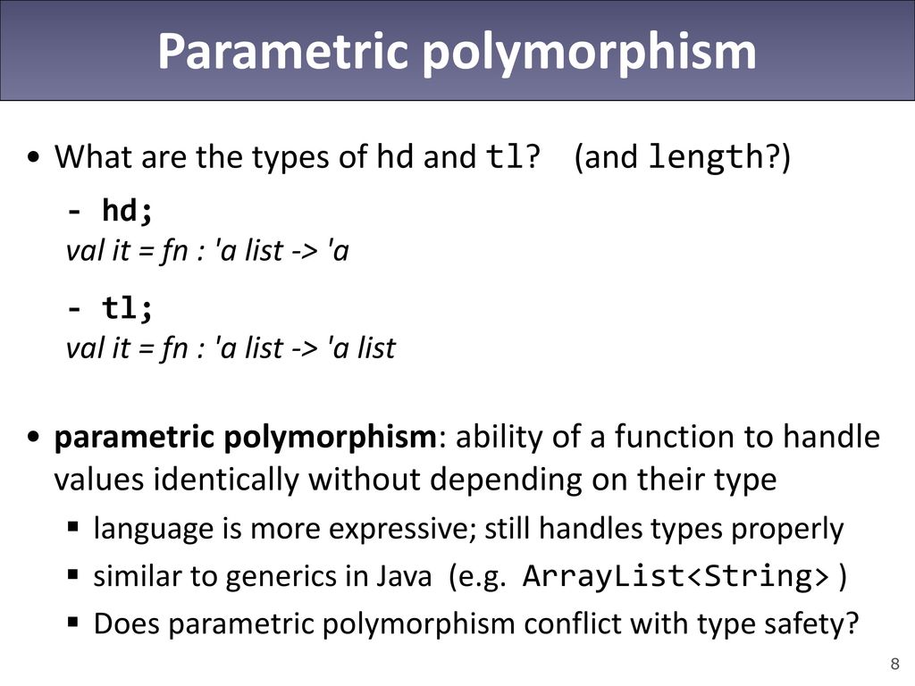 CSE 341 Lecture 9 type systems; type safety; defining types Ullman ; 5. ...