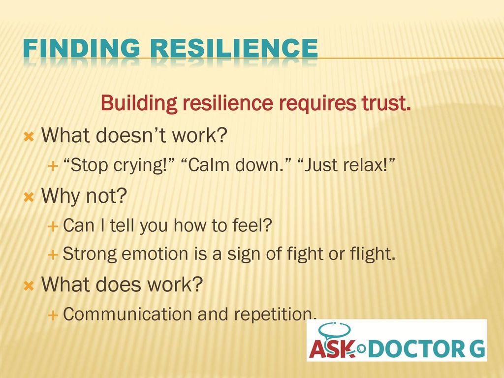 Building resilience requires trust.