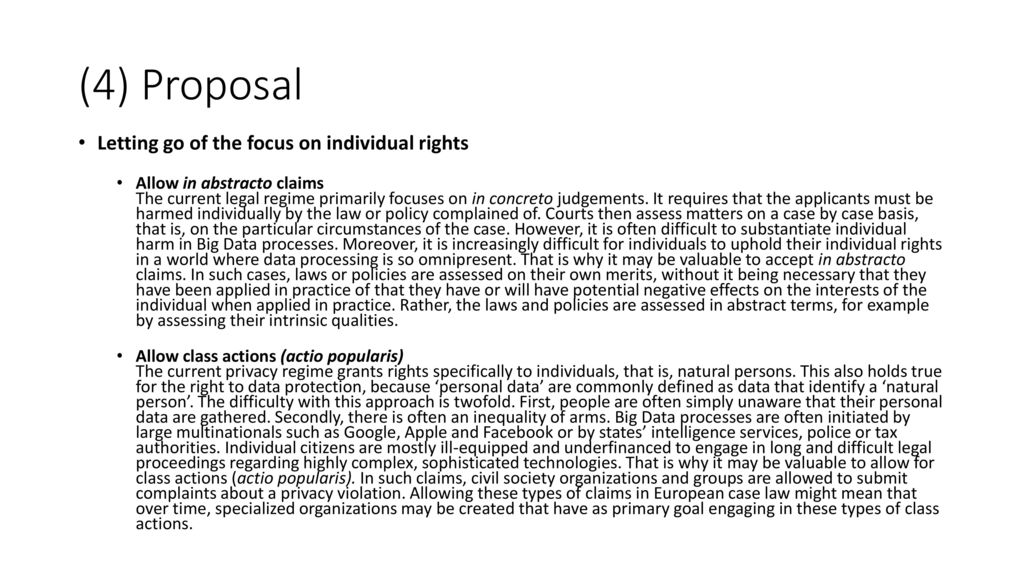 (4) Proposal Letting go of the focus on individual rights