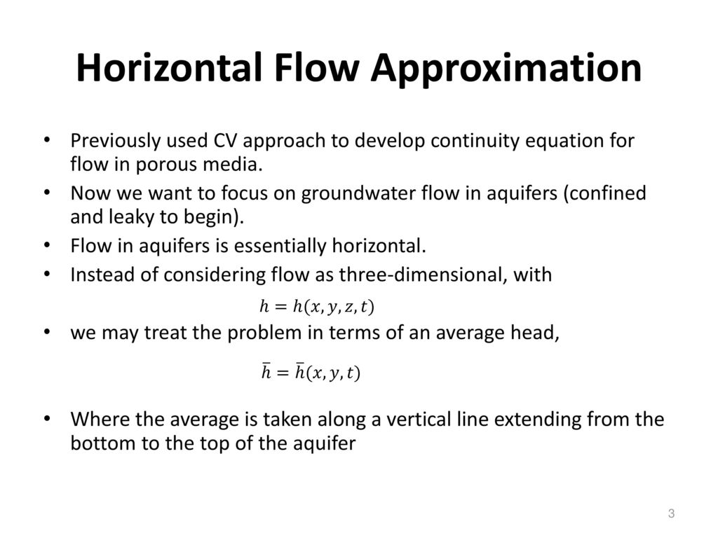 Flow In Aquifers 1 Confined Aquifer Flow Ppt Download