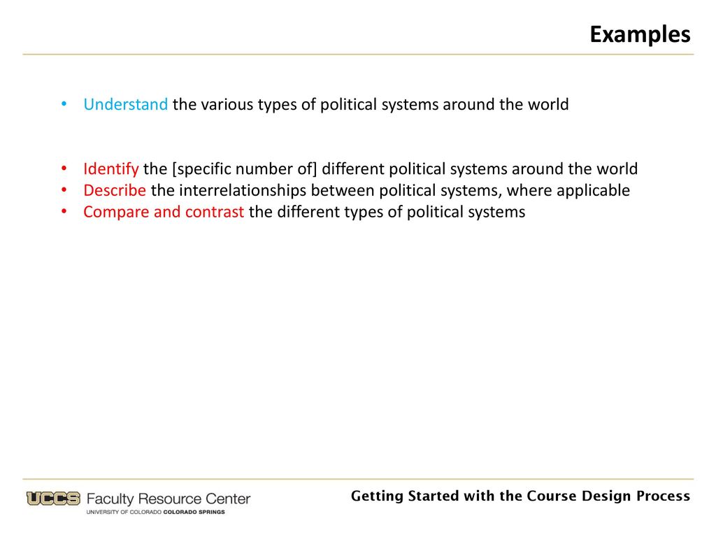 Examples Understand the various types of political systems around the world.