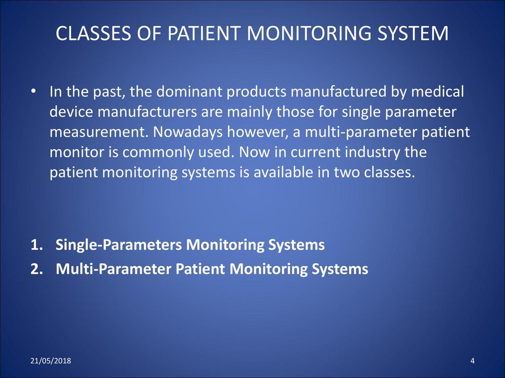 CLASSES OF PATIENT MONITORING SYSTEM