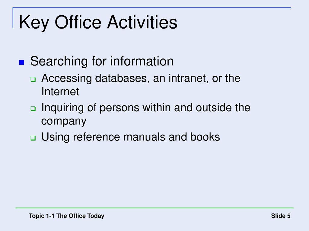 Key Office Activities Searching for information