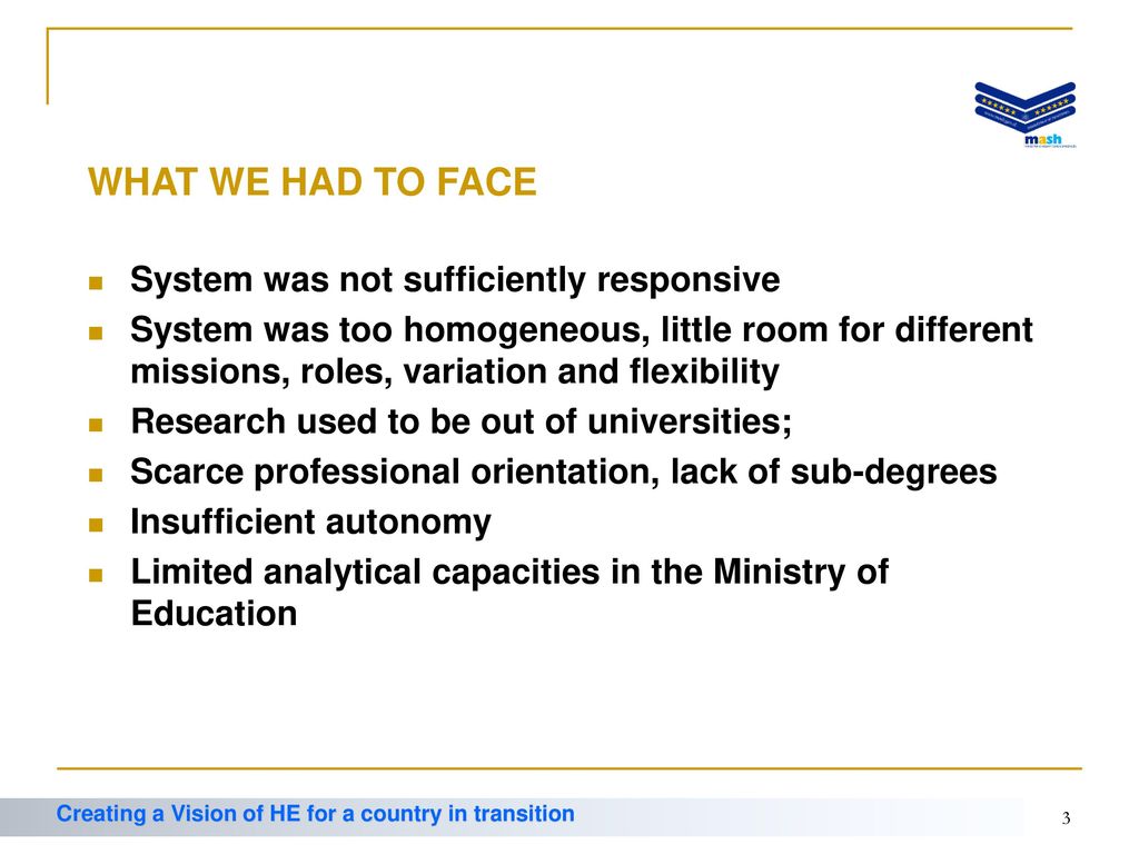 WHAT WE HAD TO FACE System was not sufficiently responsive