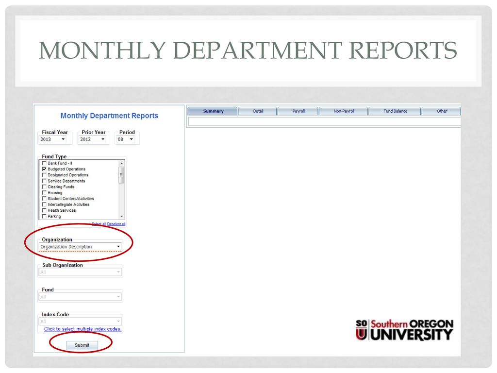 Monthly Department Reports