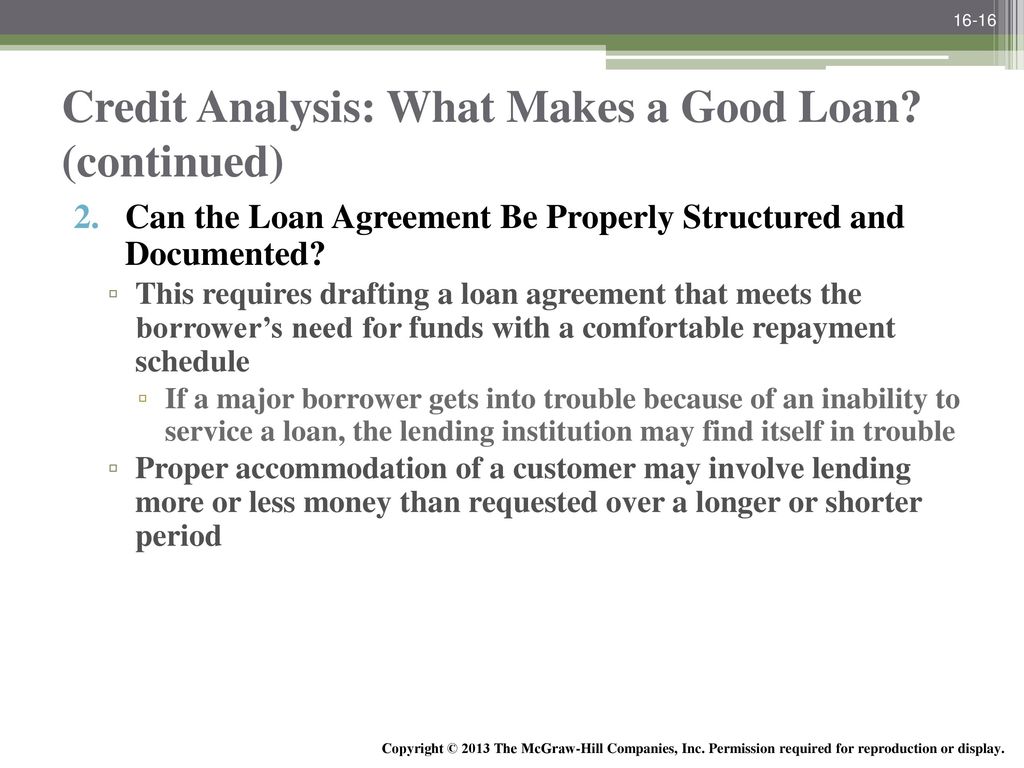 Credit Analysis: What Makes a Good Loan (continued)