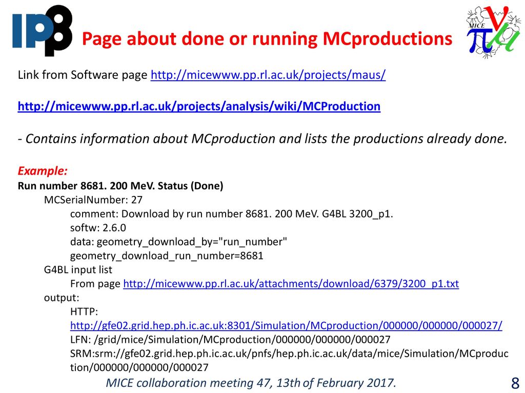 Page about done or running MCproductions