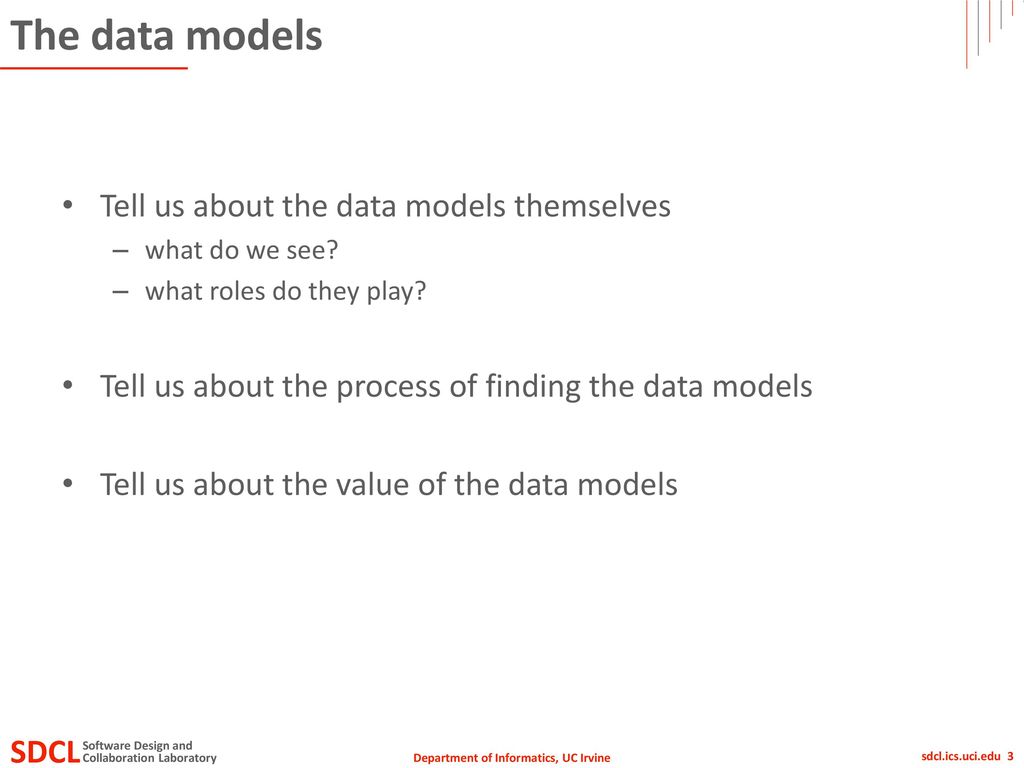 The data models Tell us about the data models themselves