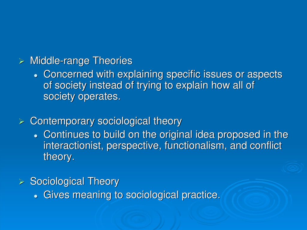 on sociological theories of the middle range