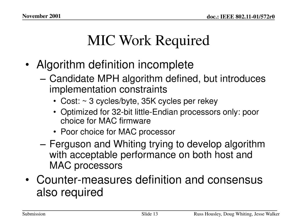 WEP2 Enhancements Russ Housley, RSA Labs Doug Whiting, HiFn - ppt download