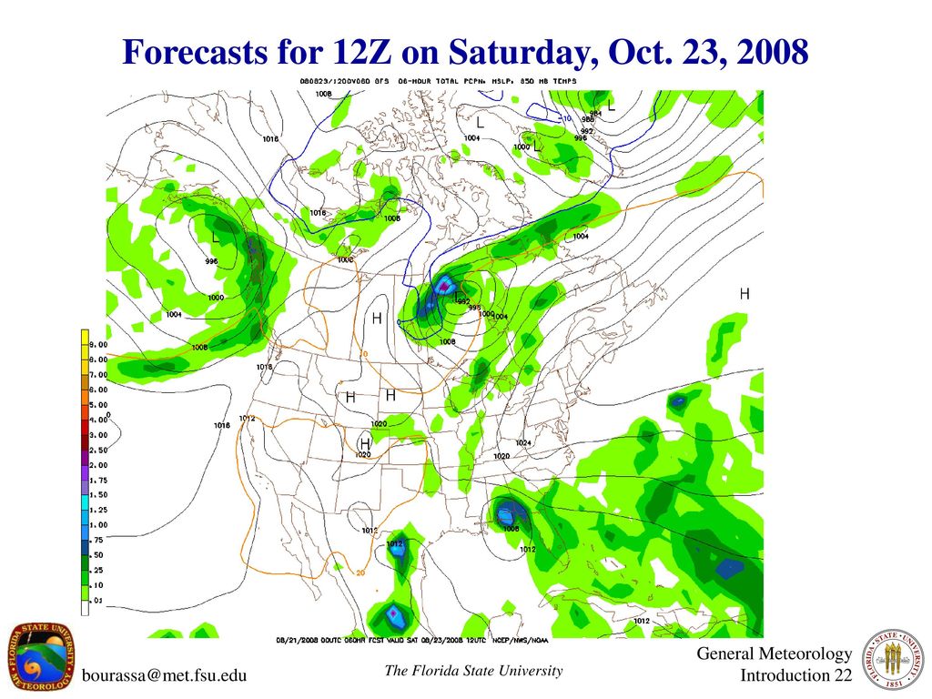 Forecasts for 12Z on Saturday, Oct. 23, 2008