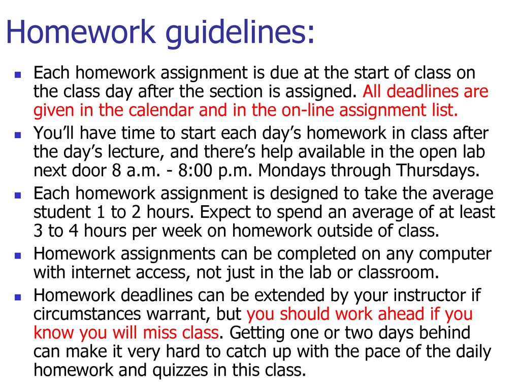 Homework guidelines: