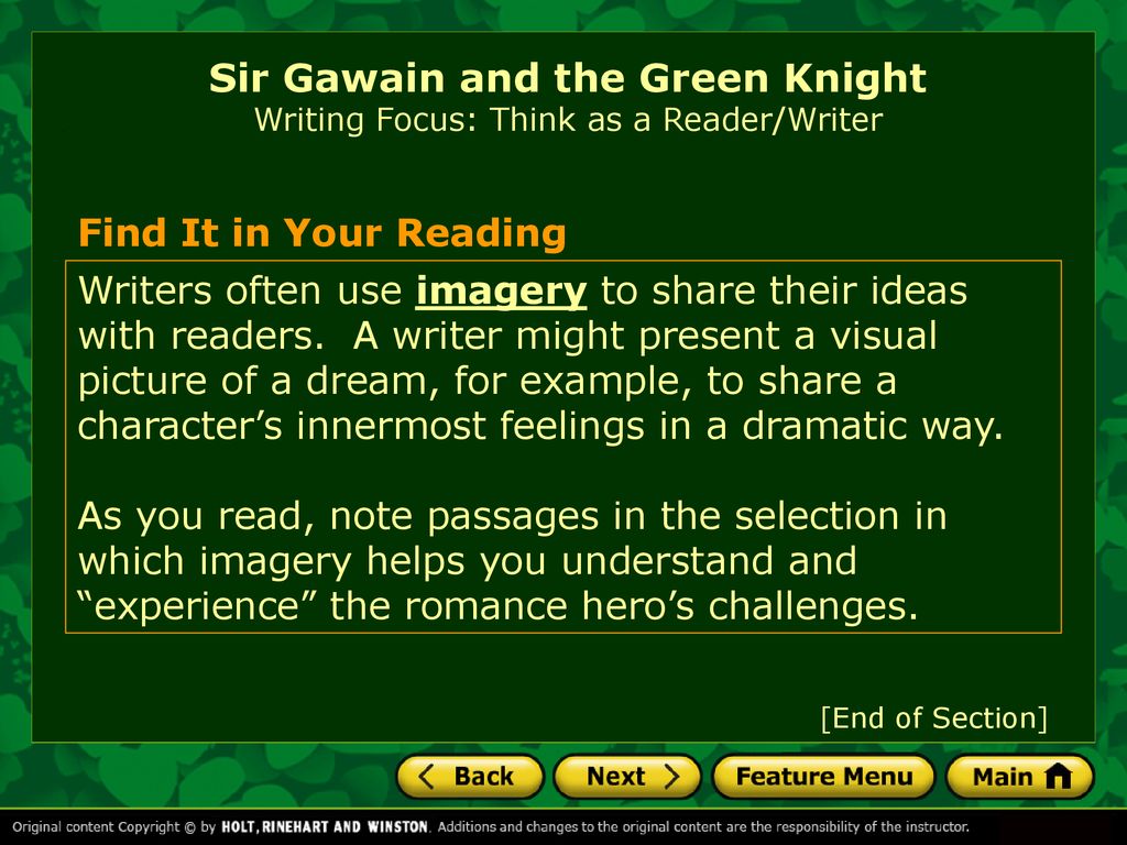imagery in sir gawain and the green knight