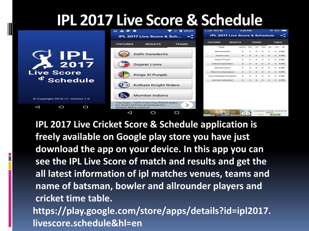 IPL 2017 Live Score and Schedule