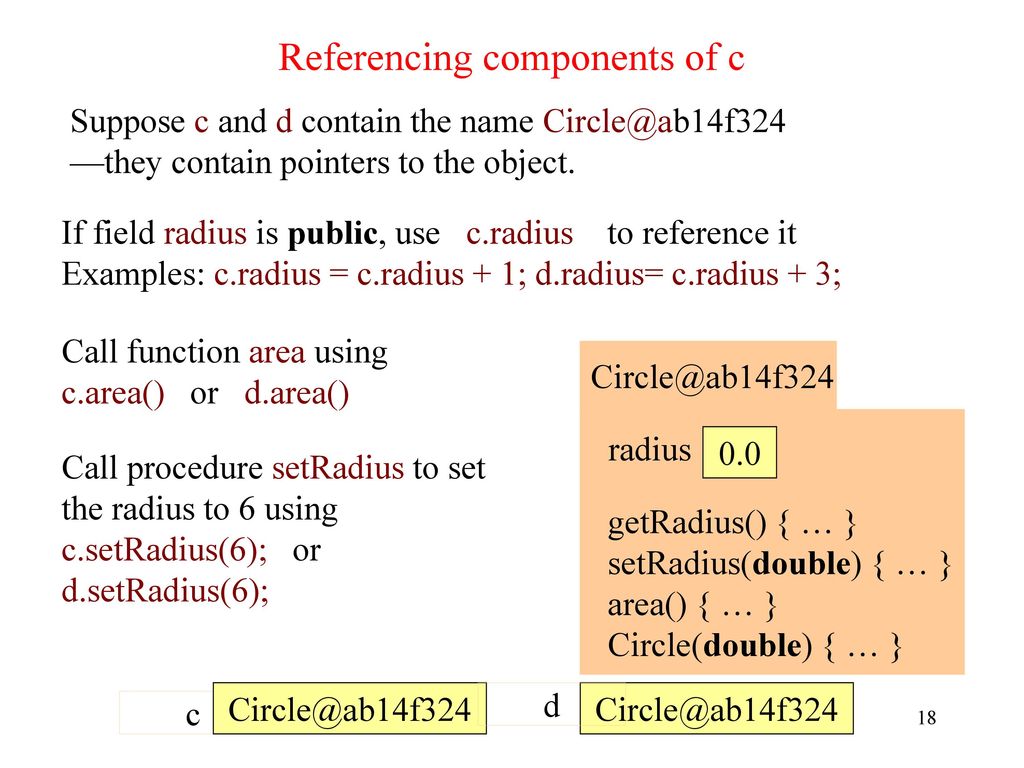 Referencing components of c