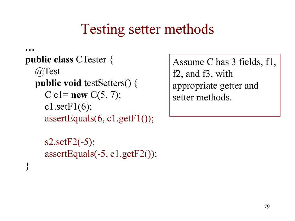 Testing setter methods