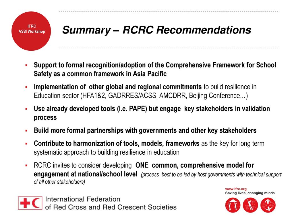 Summary – RCRC Recommendations