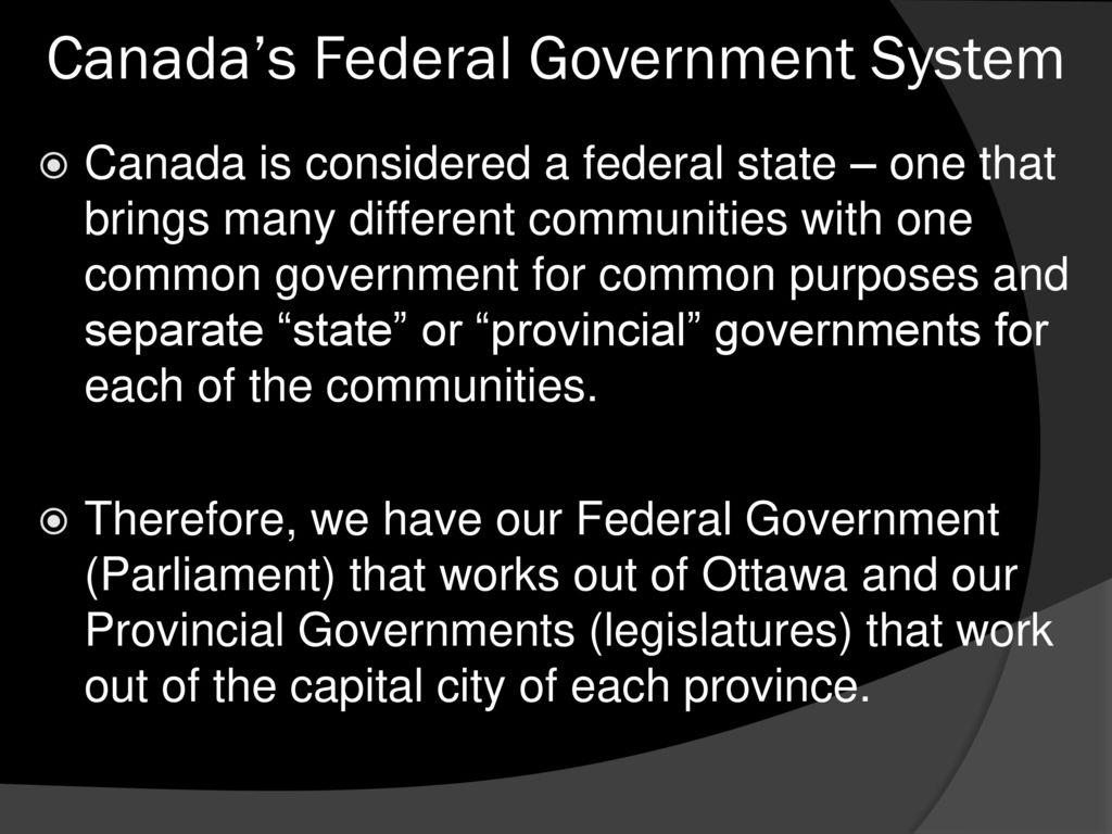 What is the structure of Canada’s federal political system? - ppt download