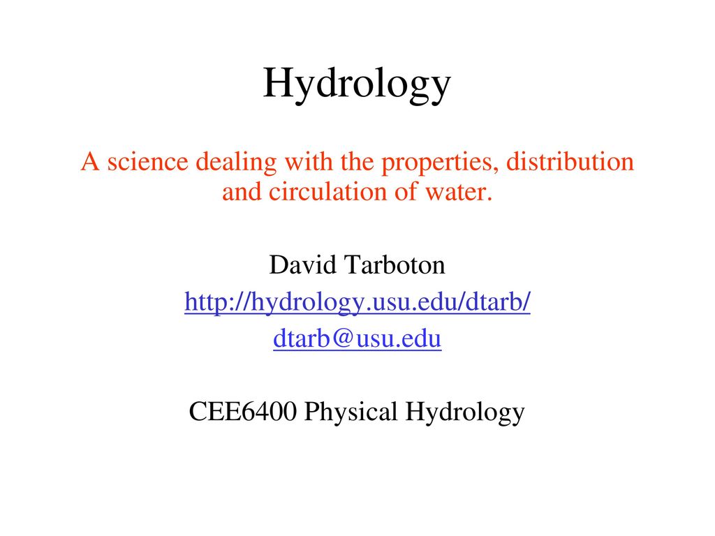 CEE6400 Physical Hydrology