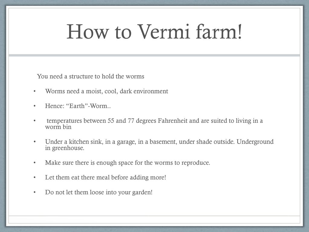 How to Vermi farm! You need a structure to hold the worms