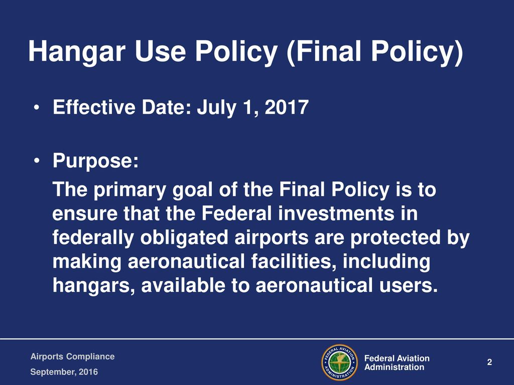 Hangar Use Policy (Final Policy)