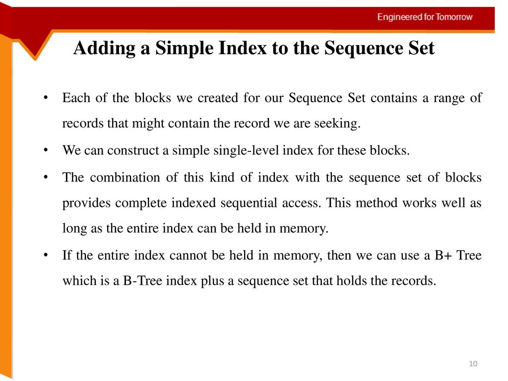 Adding a Simple Index to the Sequence Set