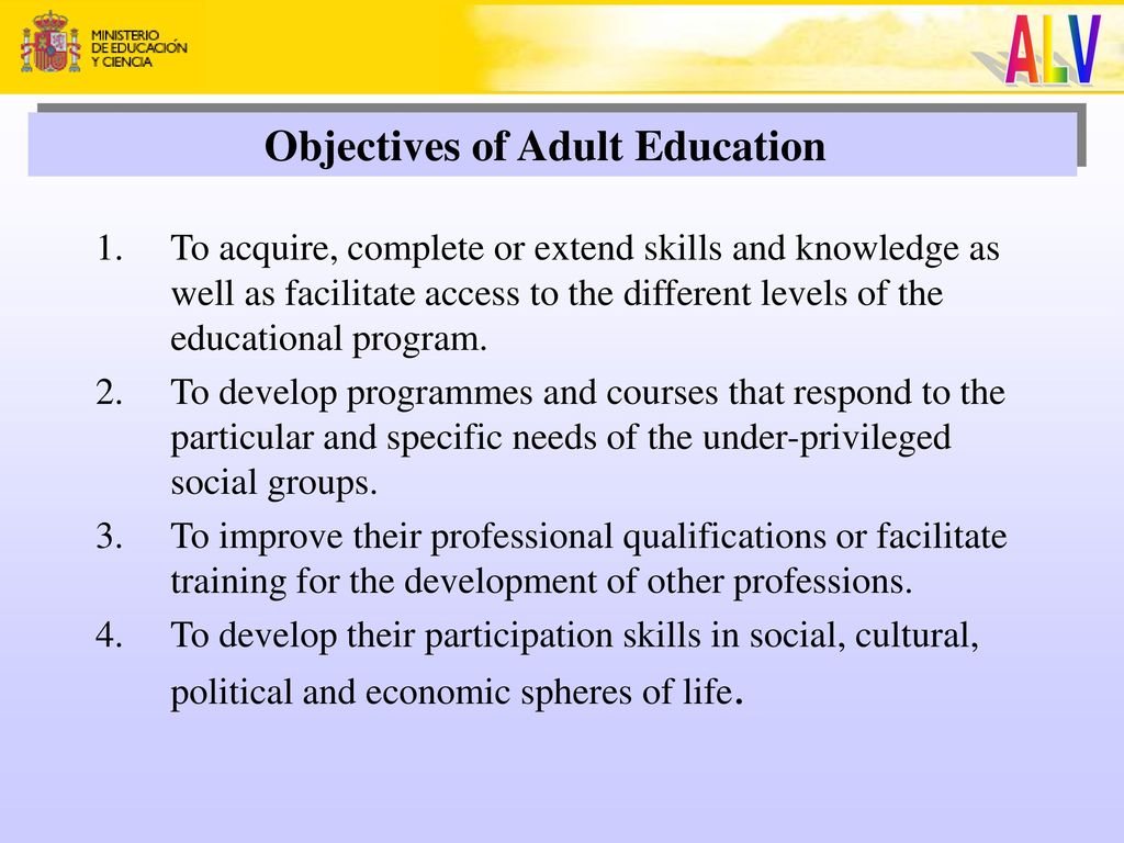 objectives of adult education