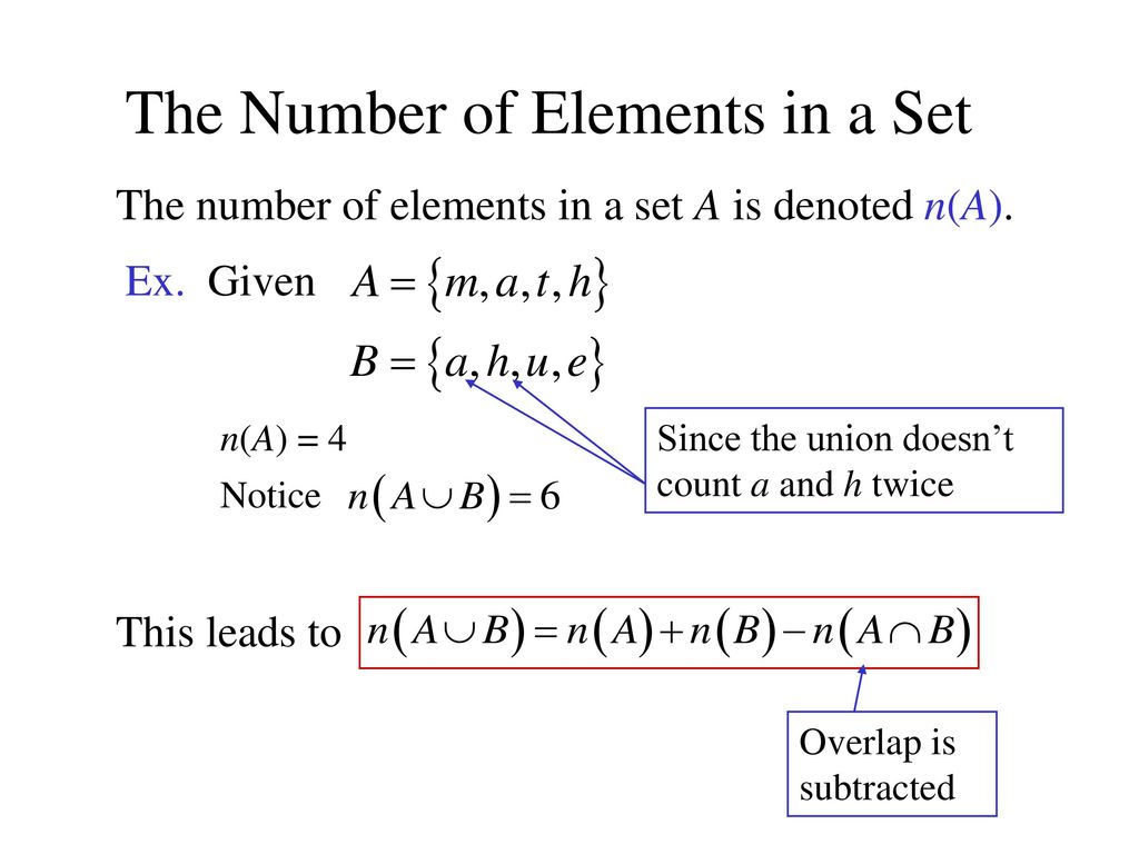 The number of elements in a finite set ppt download