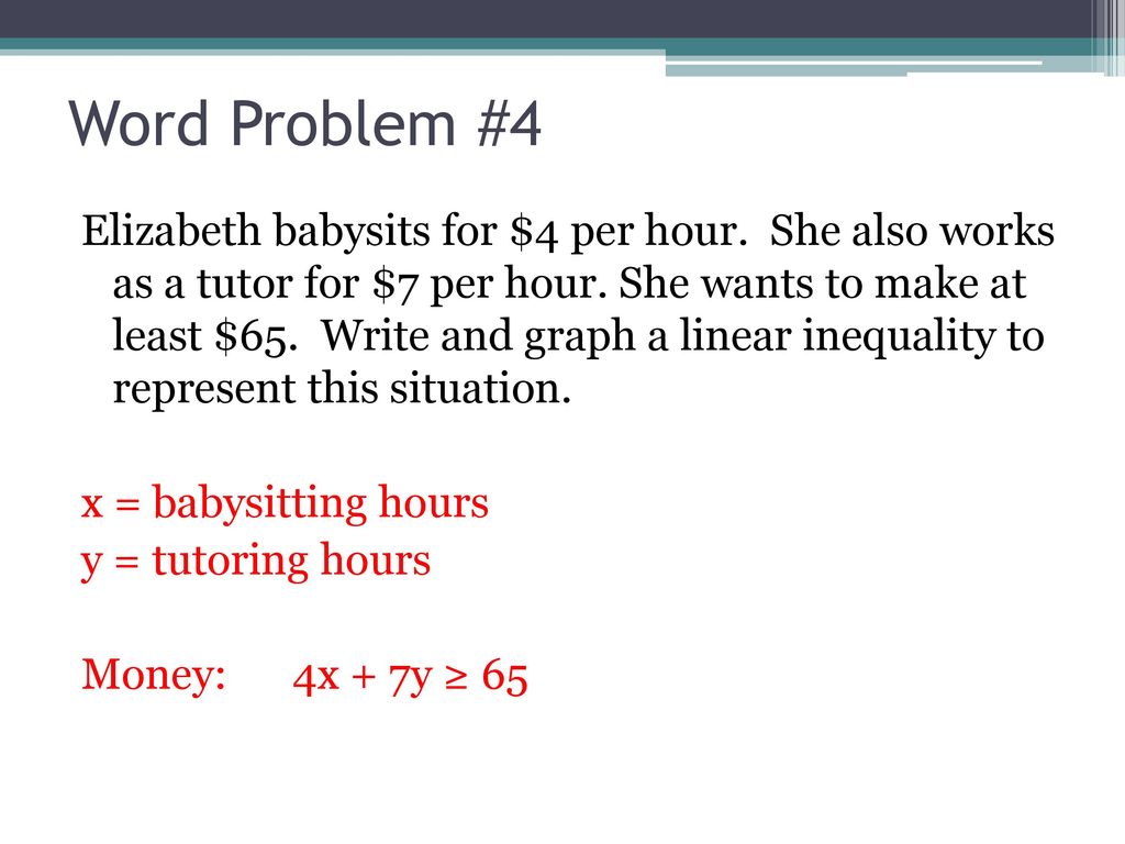 Linear Inequalities Word Problems - ppt download