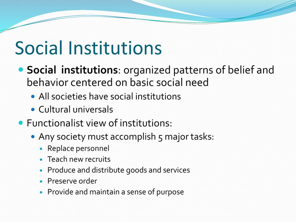 major institutions of society