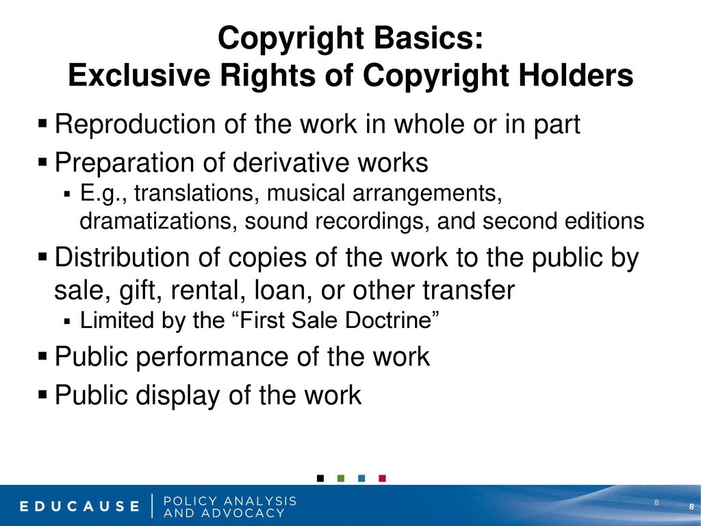 Copyright Basics: Exclusive Rights of Copyright Holders