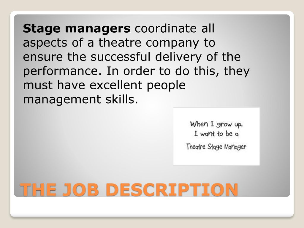 What skills do you need to be a stage manager Stage Management Ppt Download