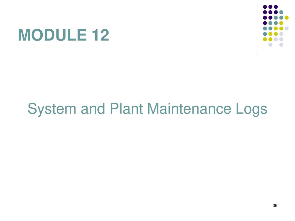 System and Plant Maintenance Logs
